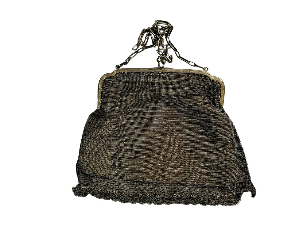 Antike Handtasche aus gehäkeltem Silber - Hochwertige Fotografie von UNIKATUM